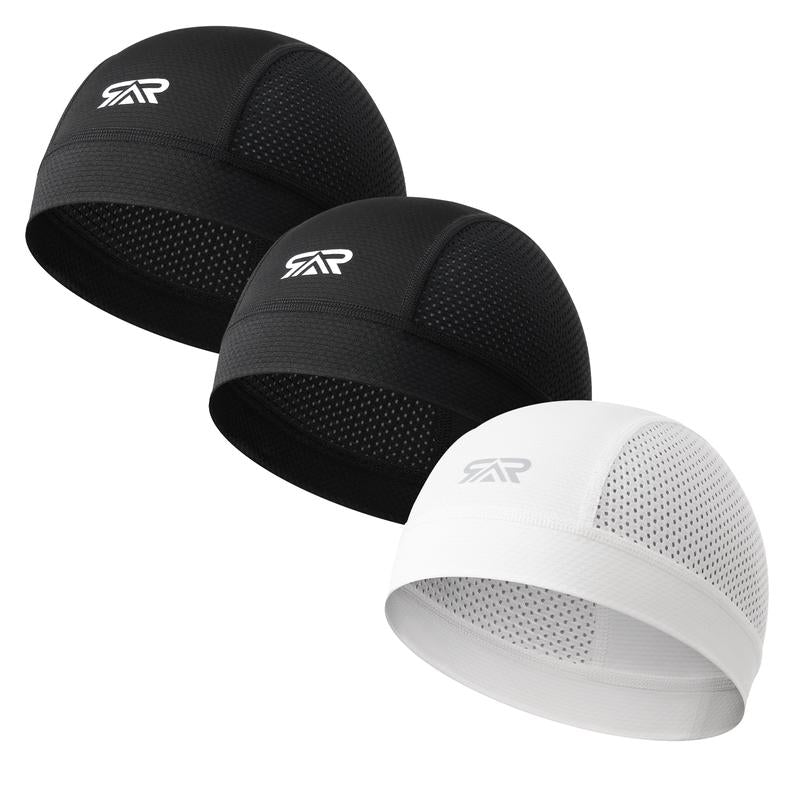 Longlong 2 Pack Breathable Skull Cap Men Cycling Lightweight Sweat Wicking Hat Head Wrap under Helmet Liner for Motorcycle Running Bandana