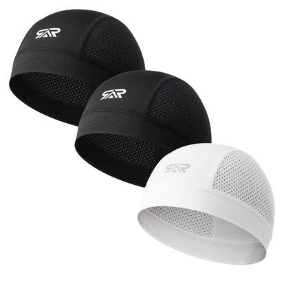 Longlong 2 Pack Breathable Skull Cap Men Cycling Lightweight Sweat Wicking Hat Head Wrap under Helmet Liner for Motorcycle Running Bandana