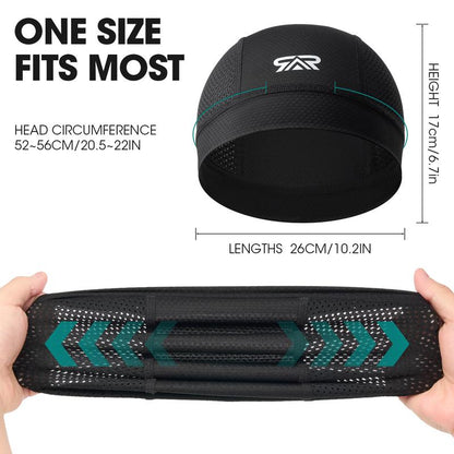 Longlong 2 Pack Breathable Skull Cap Men Cycling Lightweight Sweat Wicking Hat Head Wrap under Helmet Liner for Motorcycle Running Bandana
