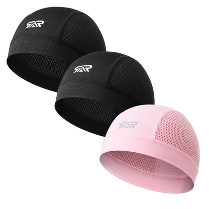 Longlong 2 Pack Breathable Skull Cap Men Cycling Lightweight Sweat Wicking Hat Head Wrap under Helmet Liner for Motorcycle Running Bandana