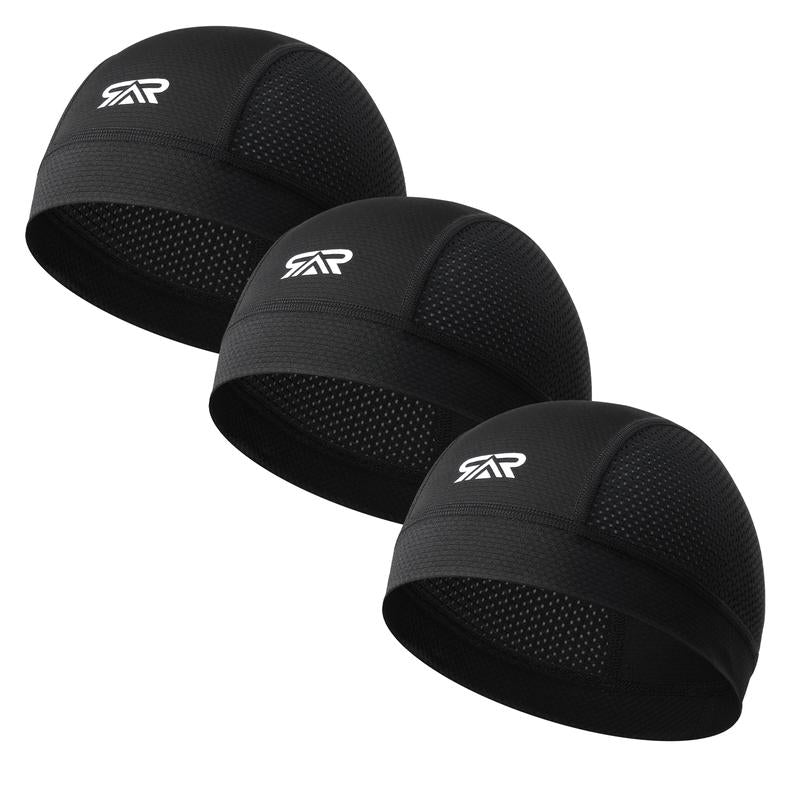 Longlong 2 Pack Breathable Skull Cap Men Cycling Lightweight Sweat Wicking Hat Head Wrap under Helmet Liner for Motorcycle Running Bandana