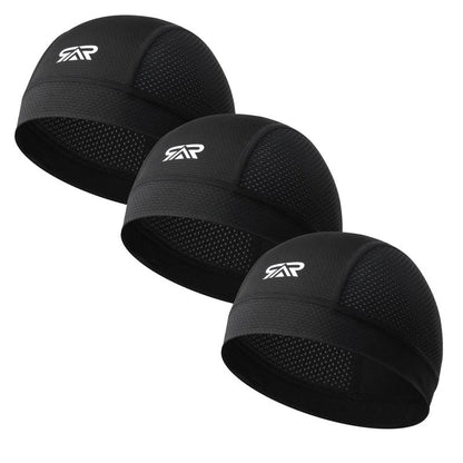 Longlong 2 Pack Breathable Skull Cap Men Cycling Lightweight Sweat Wicking Hat Head Wrap under Helmet Liner for Motorcycle Running Bandana