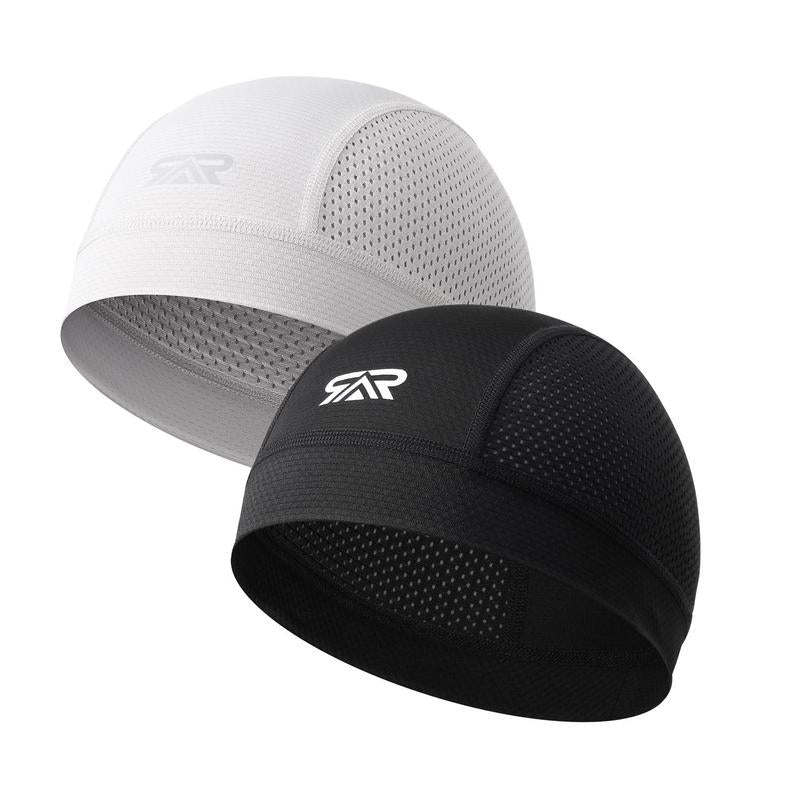 Longlong 2 Pack Breathable Skull Cap Men Cycling Lightweight Sweat Wicking Hat Head Wrap under Helmet Liner for Motorcycle Running Bandana