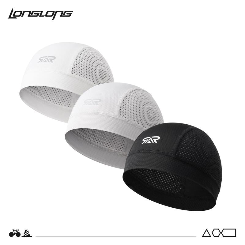 Longlong 2 Pack Breathable Skull Cap Men Cycling Lightweight Sweat Wicking Hat Head Wrap under Helmet Liner for Motorcycle Running Bandana