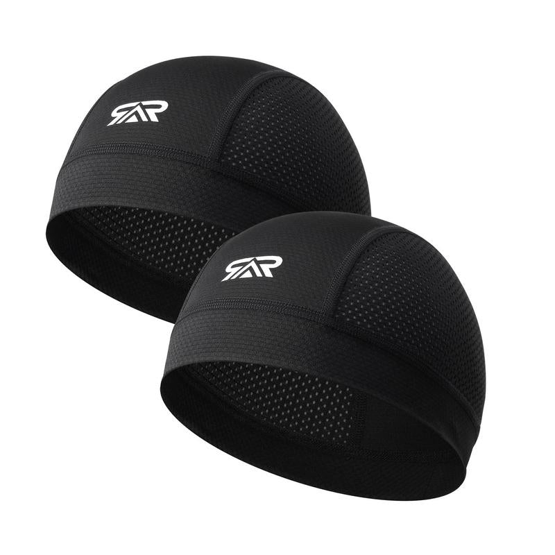 Longlong 2 Pack Breathable Skull Cap Men Cycling Lightweight Sweat Wicking Hat Head Wrap under Helmet Liner for Motorcycle Running Bandana