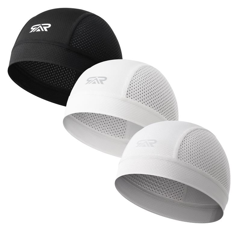 Longlong 2 Pack Breathable Skull Cap Men Cycling Lightweight Sweat Wicking Hat Head Wrap under Helmet Liner for Motorcycle Running Bandana
