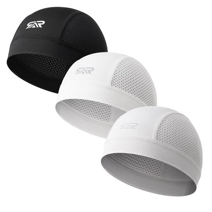 Longlong 2 Pack Breathable Skull Cap Men Cycling Lightweight Sweat Wicking Hat Head Wrap under Helmet Liner for Motorcycle Running Bandana