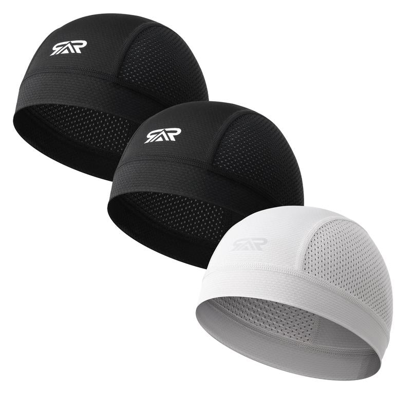 Longlong 2 Pack Breathable Skull Cap Men Cycling Lightweight Sweat Wicking Hat Head Wrap under Helmet Liner for Motorcycle Running Bandana