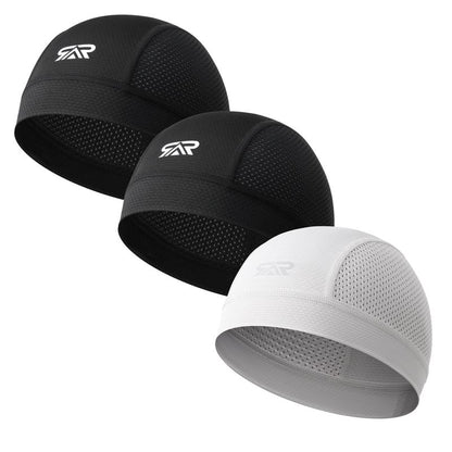 Longlong 2 Pack Breathable Skull Cap Men Cycling Lightweight Sweat Wicking Hat Head Wrap under Helmet Liner for Motorcycle Running Bandana